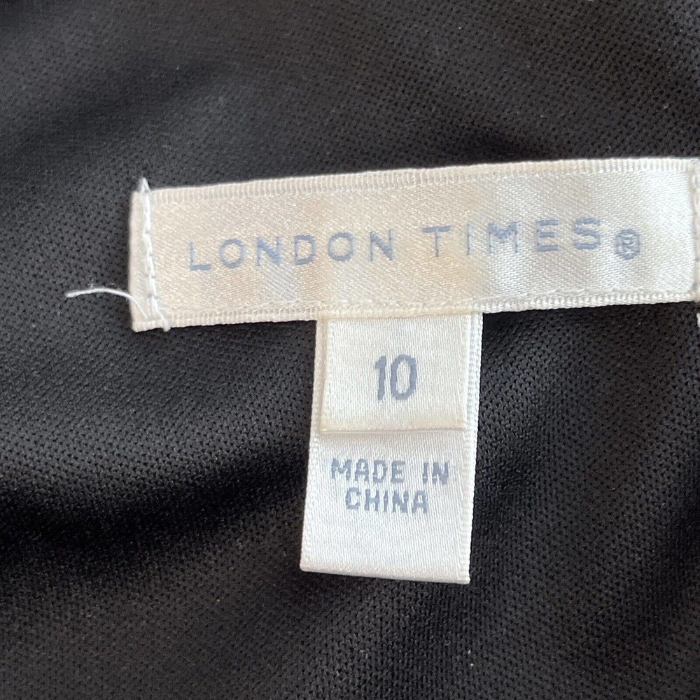 London Times Women's Black & White Midi Length Bodycon Cocktail Dress Size 10 - Picture 7 of 9